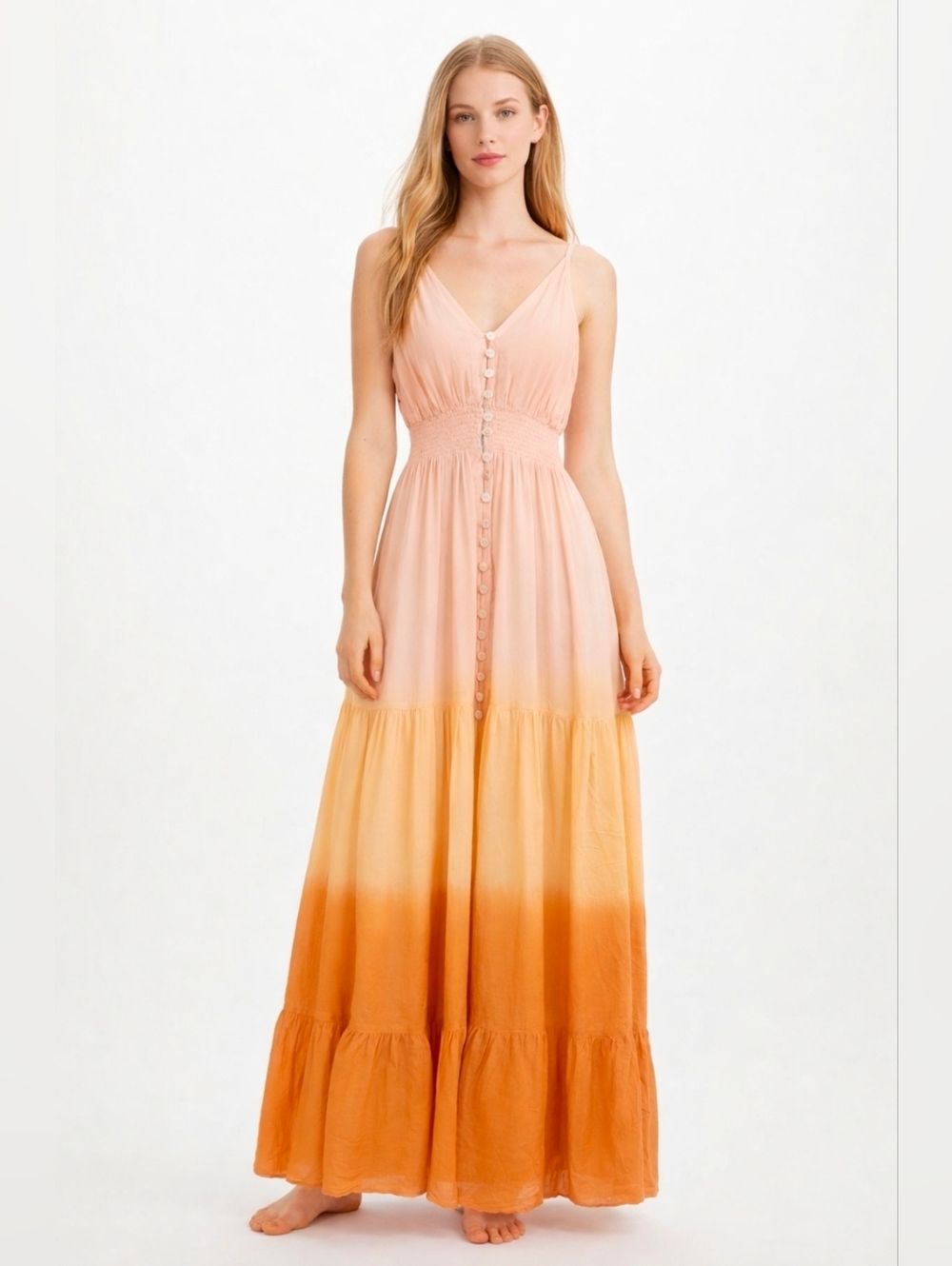 NWT Tiare Hawaii Pink-to-Orange Ombre Sleeveless Maxi Dress One Size